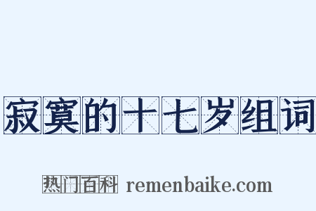 寂寞的十七岁组词是什么意思的图片